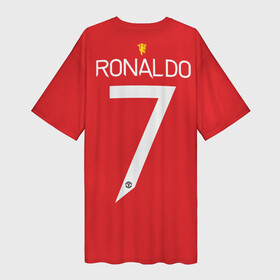 Платье-футболка 3D с принтом Ronaldo Manchester United в Тюмени,  |  | cristiano ronaldo | fc | fcmu | football | football club | manchester united | red devils | sport | красные дьяволы | криштиано | криштиану роналду | манчестер юнайтед | роналдо | рональду | спорт | фк | фкмю | форма | футбол | футболист