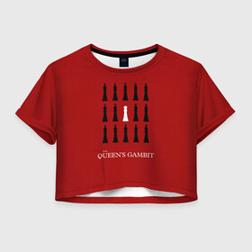 Женская футболка Crop-top 3D с принтом Белая королева в Тюмени, 100% полиэстер | круглая горловина, длина футболки до линии талии, рукава с отворотами | chess | serial | the queens gambit | аня тейлор джой | сериал | сериалы | ход королевы | шахматы | элизабет хармон