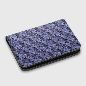 Картхолдер с принтом с принтом Сине-фиолетовый цветочный узор в Тюмени, натуральная матовая кожа | размер 7,3 х 10 см; кардхолдер имеет 4 кармана для карт; | однотонный | ретро | синие цветы | темный узор | цветочный узор | цветы