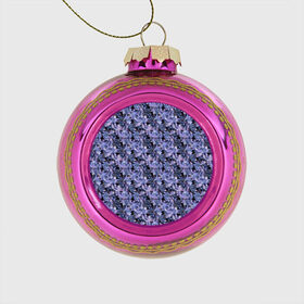 Стеклянный ёлочный шар с принтом Сине-фиолетовый цветочный узор в Тюмени, Стекло | Диаметр: 80 мм | однотонный | ретро | синие цветы | темный узор | цветочный узор | цветы