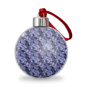 Ёлочный шар с принтом Сине-фиолетовый цветочный узор в Тюмени, Пластик | Диаметр: 77 мм | однотонный | ретро | синие цветы | темный узор | цветочный узор | цветы