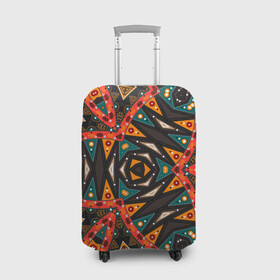 Чехол для чемодана 3D с принтом Абстрактный арабский узор  в Тюмени, 86% полиэфир, 14% спандекс | двустороннее нанесение принта, прорези для ручек и колес | абстрактный | арабский | восточный | геометрические фигуры | заплатки | коричневый | оранжевый | орнамент | пэчворк | современный