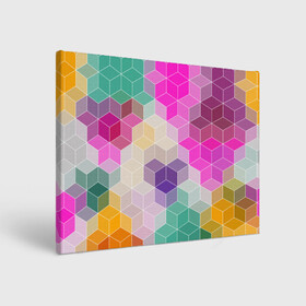 Холст прямоугольный с принтом Абстрактный разноцветный узор  в Тюмени, 100% ПВХ |  | абстрактный | бирюзовый | бордовый | геометрические фигуры | модный | розовый | ромбы | современный