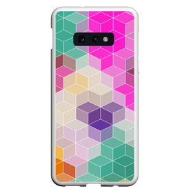 Чехол для Samsung S10E с принтом Абстрактный разноцветный узор  в Тюмени, Силикон | Область печати: задняя сторона чехла, без боковых панелей | абстрактный | бирюзовый | бордовый | геометрические фигуры | модный | розовый | ромбы | современный