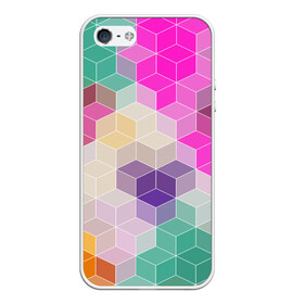 Чехол для iPhone 5/5S матовый с принтом Абстрактный разноцветный узор  в Тюмени, Силикон | Область печати: задняя сторона чехла, без боковых панелей | абстрактный | бирюзовый | бордовый | геометрические фигуры | модный | розовый | ромбы | современный