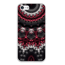 Чехол для iPhone 5/5S матовый с принтом Красно-черный мозаичный узор  в Тюмени, Силикон | Область печати: задняя сторона чехла, без боковых панелей | абстрактный | восточный орнамент | калейдоскоп | красный и черный | креативный | модный | мозаика | орнамент | популярный | современный