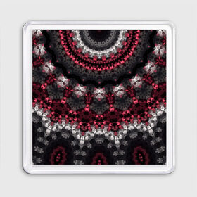 Магнит 55*55 с принтом Красно-черный мозаичный узор  в Тюмени, Пластик | Размер: 65*65 мм; Размер печати: 55*55 мм | абстрактный | восточный орнамент | калейдоскоп | красный и черный | креативный | модный | мозаика | орнамент | популярный | современный