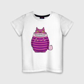 Детская футболка хлопок с принтом Totoro Cat в Тюмени, 100% хлопок | круглый вырез горловины, полуприлегающий силуэт, длина до линии бедер | cat | ghibli | japan | nature | neigbor | neighbour | totoro | анимация | аниме | гибли | друг | животные | кот | кошка | лес | милый | мир | миядзаки | мой сосед тоторо | мульт | мультфильм | природа | сосед | тоторо | хаяо