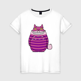 Женская футболка хлопок с принтом Totoro Cat в Тюмени, 100% хлопок | прямой крой, круглый вырез горловины, длина до линии бедер, слегка спущенное плечо | cat | ghibli | japan | nature | neigbor | neighbour | totoro | анимация | аниме | гибли | друг | животные | кот | кошка | лес | милый | мир | миядзаки | мой сосед тоторо | мульт | мультфильм | природа | сосед | тоторо | хаяо