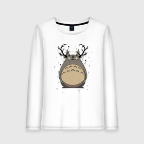 Женский лонгслив хлопок с принтом Totoro Deer в Тюмени, 100% хлопок |  | deer | ghibli | japan | nature | neigbor | neighbour | totoro | анимация | аниме | гибли | друг | животные | лес | милый | мир | миядзаки | мой сосед тоторо | мульт | мультфильм | олень | природа | сосед | тоторо | хаяо | хранитель