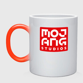 Кружка хамелеон с принтом Mojang Studios в Тюмени, керамика | меняет цвет при нагревании, емкость 330 мл | gamers | games | microsoft | minecraft | mojang | xbox | иллюстрация | логотип