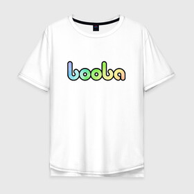 Мужская футболка хлопок Oversize с принтом BOOBA LOGO | БУБА ЛОГО (Z) в Тюмени, 100% хлопок | свободный крой, круглый ворот, “спинка” длиннее передней части | baby | booba | buba | gnom | logo | буба | гном | гномик | детям | для ребенка | лого | логотип | мультик | ребенку