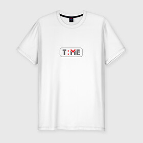 Мужская футболка хлопок Slim с принтом Часы iWatch в Тюмени, 92% хлопок, 8% лайкра | приталенный силуэт, круглый вырез ворота, длина до линии бедра, короткий рукав | Тематика изображения на принте: letter | time | watch | буквы | время | сейчас