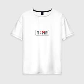 Женская футболка хлопок Oversize с принтом Часы iWatch в Тюмени, 100% хлопок | свободный крой, круглый ворот, спущенный рукав, длина до линии бедер
 | Тематика изображения на принте: letter | time | watch | буквы | время | сейчас