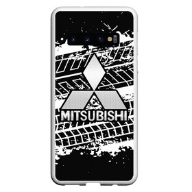 Чехол для Samsung Galaxy S10 с принтом MITSUBISHI СЛЕДЫ ШИН в Тюмени, Силикон | Область печати: задняя сторона чехла, без боковых панелей | mitsubishi | авто | автомобиль | лого | логотип | митсубиси | митсубиши | текстура