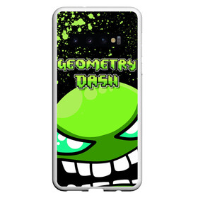 Чехол для Samsung Galaxy S10 с принтом Geometry Dash (Green) в Тюмени, Силикон | Область печати: задняя сторона чехла, без боковых панелей | Тематика изображения на принте: dash | geometry | geometry dash | геометри десш | квадрат | мобильная игра | шеометри даш