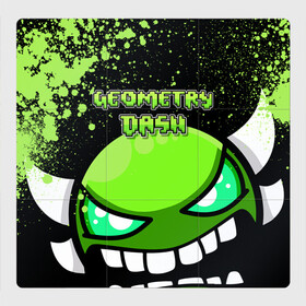 Магнитный плакат 3Х3 с принтом Geometry Dash (Green) в Тюмени, Полимерный материал с магнитным слоем | 9 деталей размером 9*9 см | Тематика изображения на принте: dash | geometry | geometry dash | геометри десш | квадрат | мобильная игра | шеометри даш