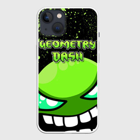 Чехол для iPhone 13 с принтом Geometry Dash (Green) в Тюмени,  |  | Тематика изображения на принте: dash | geometry | geometry dash | геометри десш | квадрат | мобильная игра | шеометри даш