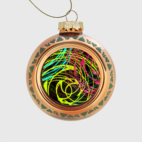 Стеклянный ёлочный шар с принтом Разноцветные спирали  в Тюмени, Стекло | Диаметр: 80 мм | Тематика изображения на принте: абстрактный | желтый | круги | модный | молодежный | разводы | разноцветная абстракция | розовый | современный | спирали | черный