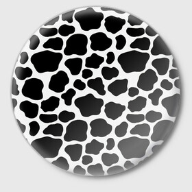 Значок с принтом Пятна Далматинца  в Тюмени,  металл | круглая форма, металлическая застежка в виде булавки | 101 далматинец | dalmations | далматин | мраморный окрас | черно белые пятна | черное на белом