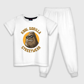 Детская пижама хлопок с принтом Koll Gorilla Streetwear в Тюмени, 100% хлопок |  брюки и футболка прямого кроя, без карманов, на брюках мягкая резинка на поясе и по низу штанин
 | gorilla | koll gorilla | streetwear | горилла | обезьяна