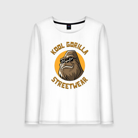 Женский лонгслив хлопок с принтом Koll Gorilla Streetwear в Тюмени, 100% хлопок |  | gorilla | koll gorilla | streetwear | горилла | обезьяна