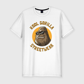 Мужская футболка хлопок Slim с принтом Koll Gorilla Streetwear в Тюмени, 92% хлопок, 8% лайкра | приталенный силуэт, круглый вырез ворота, длина до линии бедра, короткий рукав | gorilla | koll gorilla | streetwear | горилла | обезьяна