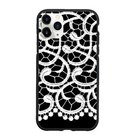 Чехол для iPhone 11 Pro Max матовый с принтом Черно-белое кружево в Тюмени, Силикон |  | ажурный | кружевной | кружево | крупное кружево | монохром | рисунок | тренды | чб | черно белый