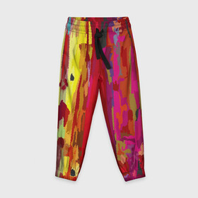 Детские брюки 3D с принтом Радужный эвкалипт в Тюмени, 100% полиэстер | манжеты по низу, эластичный пояс регулируется шнурком, по бокам два кармана без застежек, внутренняя часть кармана из мелкой сетки | абстракция | красный | пятна | радуга | цвет