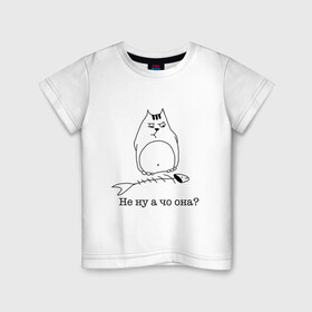 Детская футболка хлопок с принтом Не ну а чо она? в Тюмени, 100% хлопок | круглый вырез горловины, полуприлегающий силуэт, длина до линии бедер | вор | кот | котик | котики | коты | котэ | кошка | кошки | рыба | съел