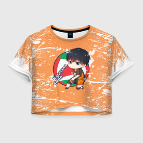 Женская футболка Crop-top 3D с принтом Kageyama tobio | Haikyu (Z) в Тюмени, 100% полиэстер | круглая горловина, длина футболки до линии талии, рукава с отворотами | haikuu | haikyu | haikyuu | kageyama | kageyama tobio | tobio | волейбол | спортивная манга | хайку | хайкю