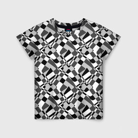Детская футболка 3D с принтом Черно-белый абстрактный узор в Тюмени, 100% гипоаллергенный полиэфир | прямой крой, круглый вырез горловины, длина до линии бедер, чуть спущенное плечо, ткань немного тянется | абстрактный | геометрический | модный | молодежный | монохромный | простой | черный и белый