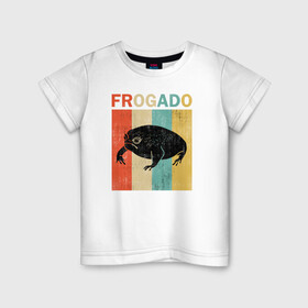 Детская футболка хлопок с принтом Дождевая жаба Frog + Avocado в Тюмени, 100% хлопок | круглый вырез горловины, полуприлегающий силуэт, длина до линии бедер | Тематика изображения на принте: avocado | breviceps fuscus | english | frog | авокадо | амфибия | африка | африканская дождевая лягушка | винтаж | винтажный дизайн | дождевая жаба | жаба | иллюстрация | иностранный | лягушка | надпись | по английски
