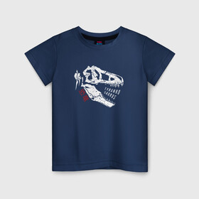 Детская футболка хлопок с принтом Тиранозавр Рекс в Тюмени, 100% хлопок | круглый вырез горловины, полуприлегающий силуэт, длина до линии бедер | дино | динозавр | животные | зверь | иероглифы | скелет | тиранозавр рекс | хищник | череп