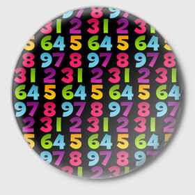 Значок с принтом цифры в Тюмени,  металл | круглая форма, металлическая застежка в виде булавки | детство | математика | счёт | ученик | учитель | цифры | школа