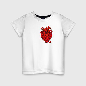 Детская футболка хлопок с принтом Сердце из котиков в Тюмени, 100% хлопок | круглый вырез горловины, полуприлегающий силуэт, длина до линии бедер | 14 февраля | день святого валентина | кот | котики | кошка | любовь | орган | сердце