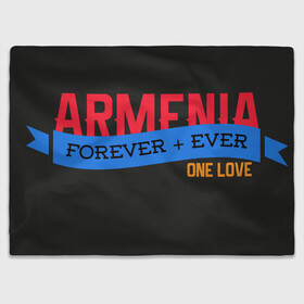Плед 3D с принтом Armenia one love в Тюмени, 100% полиэстер | закругленные углы, все края обработаны. Ткань не мнется и не растягивается | armenia | logo | армения | армян | армяни | герб | лев и орел | лого | символ | флаг | флаг и герб армении