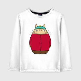 Детский лонгслив хлопок с принтом Totoro Cartman в Тюмени, 100% хлопок | круглый вырез горловины, полуприлегающий силуэт, длина до линии бедер | ghibli | japan | nature | neigbor | neighbour | totoro | анимация | аниме | гибли | друг | животные | лес | милый | мир | миядзаки | мой сосед тоторо | мульт | мультфильм | природа | сосед | тоторо | хаяо | хранитель | япония