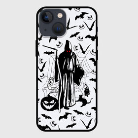 Чехол для iPhone 13 mini с принтом Хэллоуин, Grim Reaper в Тюмени,  |  | Тематика изображения на принте: bat | death | ghost | halloween | horror | spiderweb | вампиры | летучая мышь | летучие мыши | нечистая сила | нечисть | пауки | паутина | привидение | призрак | страшный | тыква | тьма | хеллоуин | хоррор | хэллоуин
