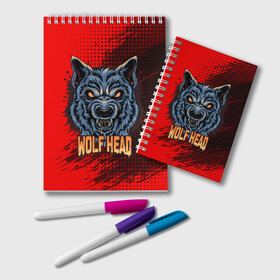 Блокнот с принтом Wolf head в Тюмени, 100% бумага | 48 листов, плотность листов — 60 г/м2, плотность картонной обложки — 250 г/м2. Листы скреплены удобной пружинной спиралью. Цвет линий — светло-серый
 | Тематика изображения на принте: арт | волк | голова | графика | животные | звери