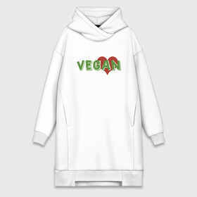 Платье-худи хлопок с принтом Vegan Love в Тюмени,  |  | green | greenpaece | love | vegan | yoga | веган | вегетарианец | гринпис | дерево | еда | животные | жизнь | здоровье | зеленый | йога | любовь | мир | овощи | пища | планета | природа | сердце | фрукты