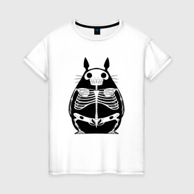 Женская футболка хлопок с принтом Totoro Skeletor в Тюмени, 100% хлопок | прямой крой, круглый вырез горловины, длина до линии бедер, слегка спущенное плечо | ghibli | japan | nature | neigbor | neighbour | totoro | анимация | аниме | гибли | друг | животные | лес | милый | мир | миядзаки | мой сосед тоторо | мульт | мультфильм | природа | скелет | сосед | тоторо | хаяо | хранитель