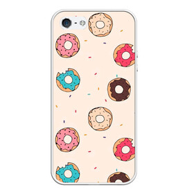 Чехол для iPhone 5/5S матовый с принтом Кусанные пончики в Тюмени, Силикон | Область печати: задняя сторона чехла, без боковых панелей | булка с дыркой | булочка | десерт | пончик | пончики | симпсоны | сладкая булка