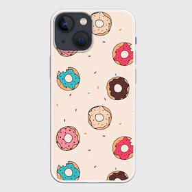 Чехол для iPhone 13 mini с принтом Кусанные пончики в Тюмени,  |  | булка с дыркой | булочка | десерт | пончик | пончики | симпсоны | сладкая булка
