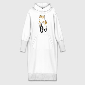 Платье удлиненное хлопок с принтом Котик на велосипеде в Тюмени,  |  | арт | велосипед | ветер | кот | котёнок | кошка | милая кошка | милый кот | милый котёнок | отдых | отдыхает | пончик | рисунок