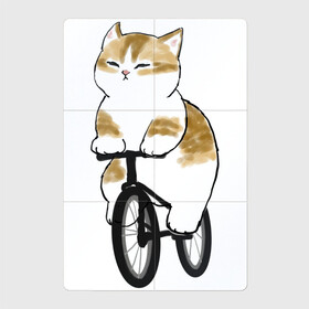 Магнитный плакат 2Х3 с принтом Котик на велосипеде в Тюмени, Полимерный материал с магнитным слоем | 6 деталей размером 9*9 см | Тематика изображения на принте: арт | велосипед | ветер | кот | котёнок | кошка | милая кошка | милый кот | милый котёнок | отдых | отдыхает | пончик | рисунок