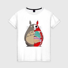 Женская футболка хлопок с принтом Totoro Inside в Тюмени, 100% хлопок | прямой крой, круглый вырез горловины, длина до линии бедер, слегка спущенное плечо | ghibli | japan | nature | neigbor | neighbour | totoro | анимация | аниме | гибли | друг | животные | лес | милый | мир | миядзаки | мой сосед тоторо | мульт | мультфильм | природа | сосед | тоторо | хаяо | хранитель | япония