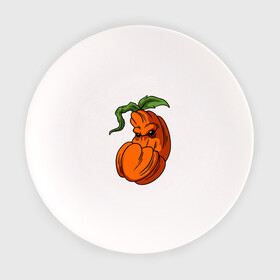 Тарелка с принтом Хмурый тыквенсон в Тюмени, фарфор | диаметр - 210 мм
диаметр для нанесения принта - 120 мм | арт | еда | зло | иллюстрация | стикер | тыква