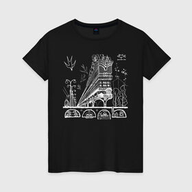 Женская футболка хлопок с принтом Ghibellini White в Тюмени, 100% хлопок | прямой крой, круглый вырез горловины, длина до линии бедер, слегка спущенное плечо | архитектор | архитектура | город | городской пейзаж | ласточки | ласточкин хвост | пейзаж | столица | тульская