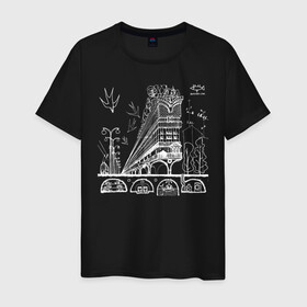 Мужская футболка хлопок с принтом Ghibellini White в Тюмени, 100% хлопок | прямой крой, круглый вырез горловины, длина до линии бедер, слегка спущенное плечо. | архитектор | архитектура | город | городской пейзаж | ласточки | ласточкин хвост | пейзаж | столица | тульская